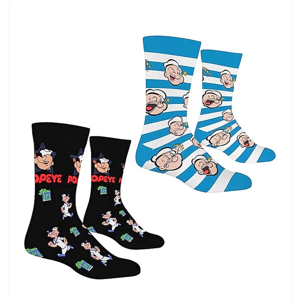 BNWT 2 PAIRS OF ODD SOCKS “POPEYE” COMIC 
CREW LENGTH SOCKS MEN’S LARGE 8-12 WO… - Picture 2 of 10